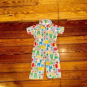 Vintage Colorful Animal Print Baby Jumpsuit